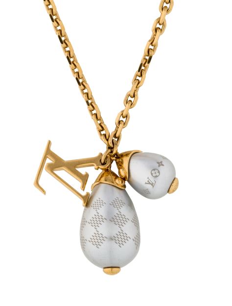 V For Vuitton Pearl And Metal Necklace